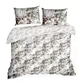 Pościel 220x200 cm bawełniana kolor biały, stalowy dwustronna z wzorem botanicznym NIKA 53 Eurofirany