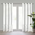 Zasłona biała zdobiona falbanami i lśniącymi akcentami z welwetu 140x250 cm przelotka CARLI Eurofirany