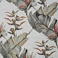 Tkanina firanowa matowa etamina z barwnym nadrukiem egzotycznych liści i kwiatów,Eurofirany