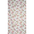 Zasłona biało, różowa zdobiona nadrukiem kwiatów 140x250 cm przelotka AVANI Eurofirany