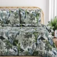 Pościel 220x200 cm bawełniana kolor zielony, biały z wzorem liści DAVOS Eurofirany