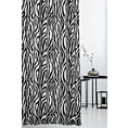 Zasłona szyta na flexach biało czarna z miękkiej tkaniny z nadrukiem, wzór w zebrę