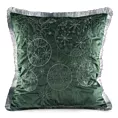 Poszewka na poduszkę 45x45 cm z haftowanym świątecznym motywem z frędzlami na brzegach ciemnozielono, srebrna Eurofirany