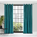 Zasłona ciemnoturkusowa z błyszczącego strukturalnego welwetu 140x250 cm przelotka LUSSI Eurofirany