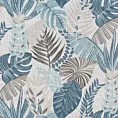 Zasłona biało, niebieska zdobiona nadrukiem liści z etaminy 140x250 cm przelotka AMELA Eurofirany
