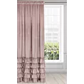 Zasłona pudrowo różowa z welwetu zdobiona falbanami 140x270 cm taśma CHARLOTTE Eurofirany