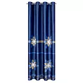 Zasłona granatowo, złota zdobiona świątecznymi gwiazdkami z tkaniny welwetowej 140x250 przelotka CAROL Eurofirany