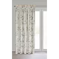 Zasłona kremowo, szampańska z błyszczącym nadrukiem kwiatu jabłoni, welwetowa 140x270 cm taśma SELENA  Eurofirany