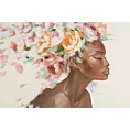 Obraz portret kobiety w nakryciu głowy z kwiatów ręcznie malowany na płótnie Eurofirany
