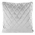 Poszewka na poduszkę 45x45 cm welwetowa pikowana we wzór karo z ozdobną wypustką na brzegach srebrna VELVET 27 EUROFIRANY PREMIUM