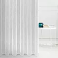 Firana szyta na tunelu jasnoszara z tkaniny w pionowe, cienkie pasy, wykończona obciążnikiem