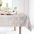 Obrus jasnosrebrny 160x300 cm INES z motywem kwiatów przetykany srebrną nicią