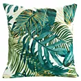 Poszewka na poduszkę 40x40 cm welwetowa z nadrukiem z motywem egzotycznych liści biało, zielona DAVOS Eurofirany
