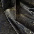 Zasłona czarna w złote kwiaty z błyszczącego welwetu 140x250 cm przelotka STELLA Eurofirany