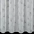 Firana szyta na przelotkach biało popielata z eleganckiej etaminy w drukowany, modny, botaniczny wzór