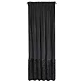 Zasłona czarna zdobiona futerkiem 140x270 cm taśma MARION Eurofirany