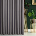 Zasłona szyta na taśmie fala grafitowa z gładkiej tkaniny zaciemniającej typu dimout wykończona obciążnikiem