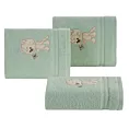 Ręcznik kąpielowy dziecięcy 100x100 cm bawełniany kolor miętowy z kapturem i haftem kotka 350g/m2 BABY 66 Eurofirany