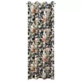 Zasłona grafitowo, zielona w kwiaty z welwetu 140x250 cm przelotka BETTY Eurofirany