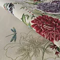 Obrus naturalno, czerwony 100x100 cm gobelinowy z nadrukiem letnich kwiatów z motylami