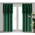 Zasłona ciemnozielona zdobiona falbanami z welwetu 140x250 cm przelotka AURA Eurofirany