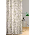 Zasłona szyta na taśmie 5 cm popielato musztardowa z tkaniny z dodatkiem bawełny i nici metalicznej, o wzorze roślinnym, zawiera 20% bawełny