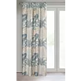 Zasłona naturalno, niebieska ze wzorem liści, w stylu eko 140x270 cm taśma Lenny Eurofirany