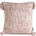 Poszewka na poduszkę 40x40 cm z tkaniny o wyraźnym grubym splocie z chwostami na rogach różowa GATI Eurofirany