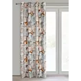 Zasłona beżowo, ruda zdobiona nadrukiem kwiatów 140x250 cm przelotkA NESSI Eurofirany