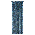 Zasłona czarno, niebieska w liście monstery, welwetowa 140x250 cm przelotka LAZUR Eurofirany