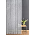 Firana szyta na przelotkach biało popielata z eleganckiej etaminy w drukowany, modny, botaniczny wzór