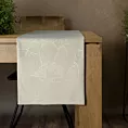 Bieżnik na stół jasnopopielato, złocisty 35x180 cm welwetowy BLINK 13 z dużym wzorem lilii wodnej