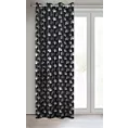 Zasłona czarna w srebrny wzór liści, zaciemniająca 135x250 cm przelotka CLARA Eurofirany