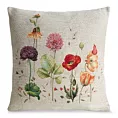 Poszewka na poduszkę 45x45 cm bawełniana, gobelinowa z kwiatowym motywem szarobeżowo, czerwona GOB Eurofirany
