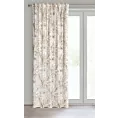 Zasłona biało, beżowa z nadrukiem egzotycznych liści, welwetowa 140x270 cm taśma/szelkli SABA Eurofirany