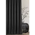 Zasłona szyta na taśmie fala NADINE czarna z miękkiej tkaniny o welurowej strukturze i wyraźnym splocie