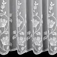 Firana szyta na taśmie 8 cm biała z matowej tkaniny ADEN ozdobionej roślinnym, kordonkowym haftem