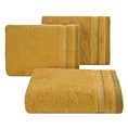 Ręcznik do rąk 30x50 cm bawełniany kolor musztardowy zero twist z bordiurą w paski 400 g/m2 RIKI Eurofirany
