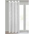 Zasłona biało, srebrna z nadrukiem kwiatów 140x250 cm przelotka SAGI Eurofirany