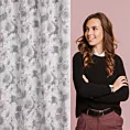 Zasłona naturalno, szara w stylu eko w piękny wzór kwiatów 140x260 cm przelotka FRIDA Eurofirany