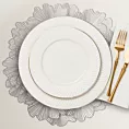 Podkładka okrągła na stół srebrna średnica 38 cm LAURA z ażurowym wzorem w kwiaty srebrna