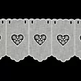 Tkanina firanowa zazdrostka z etaminy zdobiona haftowanymi ażurowymi sercami Eurofirany