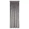Zasłona stalowo, szampańska z błyszczącym wzorem liści bananowca z miękkiego welwetu 135x270 cm taśma TULIA Eurofirany