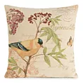 Poszewka na poduszkę 45x45 cm bawełniana, żakardowa z motywem ptaszka beżowo, jasnozielona GOBELIN Eurofirany