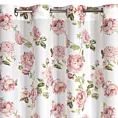 Zasłona biało, różowa zdobiona nadrukiem kwiatów 140x250 cm przelotka AVANI Eurofirany
