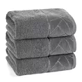 Ręcznik kąpielowy 70x140 cm bawełniany kolor stalowy zdobiony wzorem geometrycznym CLEO Eurofirany