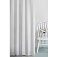 Zasłona szyta na flexach biała z tkaniny o grubym splocie przetykanej błyszczącą nicią