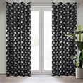 Zasłona czarna w srebrny wzór liści, zaciemniająca 135x250 cm przelotka CLARA Eurofirany