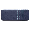 Ręcznik kąpielowy 70x140 cm bawełniany kolor granatowy z ozdobnym stębnowaniem na bordiurze 500 g/m2 FIORE Eurofirany