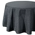 Obrus okragły czarny średnica 150 cm o strukturze płótna STELLA 1 z dodatkiem srebrnej nici